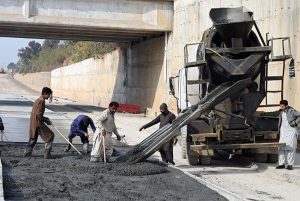 A view of construction work of 10th avenue under process in the Federal Capital