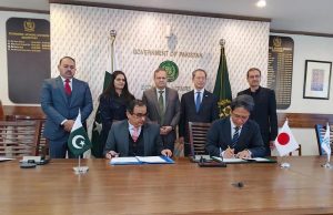 - Secretary Economic Affairs, Muhammad Humair Karim, and Japanese Ambassador, Akamatsu Shuichi, signing Grant-in-Aid Project between Pakistan and Japan.