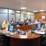 Federal Minister for Maritime Affairs Muhammad Junaid Anwar Chaudhry talking to a delegation of AD Ports Group that called on him .