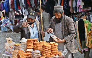 A vendor selling different edible items at I-9 weekly Bazaar in the Federal Capital.