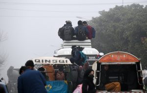 A dense blanket of fog envelops the entire Federal Capital during the early morning hours as children head to school amid low temperatures