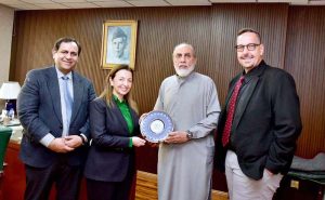 Federal Minister for Science and Technology Khalid Hussain Magsi meeting a high-level delegation from PepsiCo's Regulatory Affairs leadership, led by Ms. Natalia Douek.