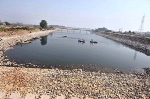 A view of Phuleli Canal after annual cleaning canals near Jamshoro.