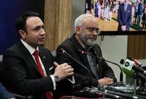 Coordinator to Prime Minister on Tourism Sardar Yasir Ilyas Khan, addressing a press conference on Pakistan Tourism Festival in the Federal Capital