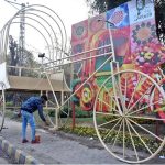 Preparations are being made on Ferozepur Road to celebrate Jashn-e-Baharan on directions of Punjab Chief Minister Maryam Nawaz