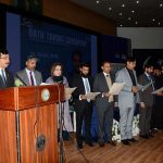 Chairman Senate Syed Yousaf Raza Gillani administers the oath to the newly elected body of the Academic Staff Association at Bahauddin Zakariya University