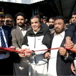 Federal Minister for Railways Muhammad Hanif Abbasi inaugurates the refurbished rake of the Hazara Express at Havelian Railway Station
