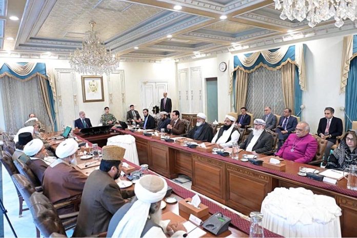Prime Minister Muhammad Shehbaz Sharif meeting with the National Paigham e Aman Committee