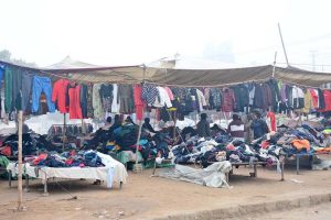 People busy selecting and purchasing used warm clothes from Landa Bazaar