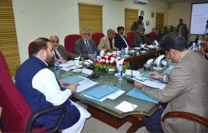 Federal Minister for National Heritage and Culture Aurangzeb Khan Khichi chairs a meeting of the Quaid-e-Azam Mazar Management Board (QMMB) at the QMMB office.