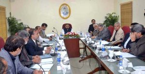 Federal Minister for National Heritage and Culture Aurangzeb Khan Khichi chairs a meeting of the Quaid-e-Azam Mazar Management Board (QMMB) at the QMMB office.