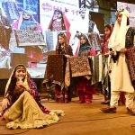 Students performing during inauguration ceremony of 11th Hyderabad Literature Festival at Global Palace bypass