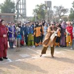 Vice Chancellor Prof. Dr. Kanwal Ameen (T.I), GCWUF, plays the shot to inaugurate the Annual Sports Festival at the Sports Ground of Government College Women University Faisalabad (GCWUF).