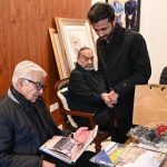 Defense Minister Khawaja Muhammad Asif reads the annual magazine of Cadet College Hassan Abdal, reminiscing about his days spent there