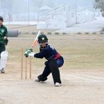 A view of final cricket match playing between Reader College and superior College during Inter Collegiate Cricket Tournament organized by Education Board at Tehsil Sports Complex