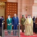 President Asif Ali Zardari and First Lady Bibi Aseefa Bhutto Zardari receiving the guard of honour at Al-Qudaibiya Palace