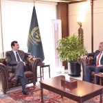 Acting President Syed Yousuf Raza Gilani in a meeting with newly elected Senator Abid Sher Ali at the Parliament House in the federal capital