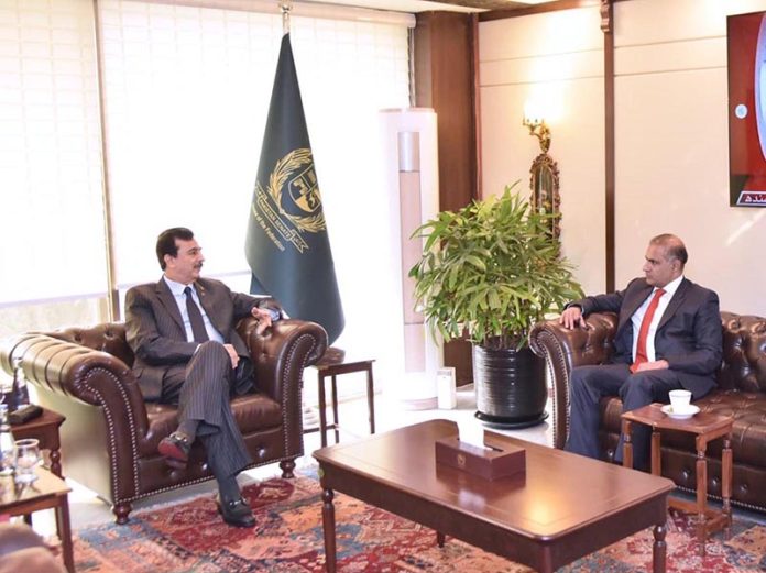 Acting President Syed Yousuf Raza Gilani in a meeting with newly elected Senator Abid Sher Ali at the Parliament House in the federal capital