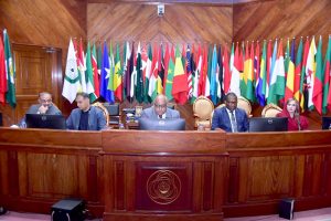 Minister of State for Finance and Railways, Mr. Bilal Azhar Kiyani, Mr. Justice Shahid Waheed, Judge Supreme Court of Pakistan, Dr.Omer A. Oseni Secretary General OIC-AC, at the International Conference on “Strengthening Investor Confidence through Alternative Dispute Resolution”.