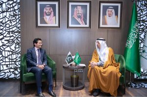 Federal Minister for Petroleum Ali Pervaiz Malik in meeting with Engr. Khalid Al-Falih, Minister of Investment of Saudi Arabia