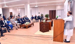 Federal Minister for National Heritage & Culture Mr. Aurangzeb Khan Khichi and President of AKU Dr. Sulaiman Shabuddin sign a Memorandum of Understanding (MoU) for the Upgradation Project of the National Museum of Pakistan at a ceremony held at Aga Khan University.