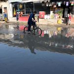 A view of sewerage water accumulated at Murad Wahan Road due to chocked sewerage system and needs the attention of the concerned authorities.