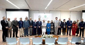 Federal Minister for National Heritage & Culture Mr. Aurangzeb Khan Khichi and President of AKU Dr. Sulaiman Shabuddin sign a Memorandum of Understanding (MoU) for the Upgradation Project of the National Museum of Pakistan at a ceremony held at Aga Khan University.