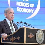 Prime Minister Muhammad Shehbaz Sharif addresses a ceremony to honor the services of leading exporters from all over the country
