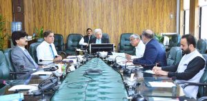 Federal Minister for National Food Security and Research Rana Tanveer Hussain chairing 4th meeting of the National Wheat Oversight Committee.