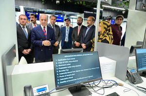 Prime Minister Muhammad Shehbaz Sharif receives briefing regarding various facilities and services provided at the Pakistan Asan Khidmat Center