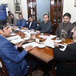 Sindh Chief Minister Syed Murad Ali Shah presides over a meeting at the CM House to approve funding for the reconstruction and rehabilitation of road infrastructure under the Karachi Metropolitan Corporation (KMC) and Town Municipal Corporations (TMCs).