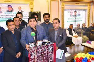 State minister for religious affairs Kheeal Das Kohhistani addressing to lower Sindh rice millers association members at site area