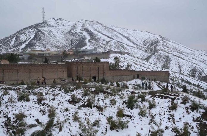 A scenic view of snow-covered mountains