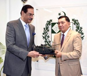 Lt. Gen. (Retd) Sjafrie Sjamsoeddin, Minister of Defence Indonesia along with his delegation held a meeting with Federal Minister for Defence Production, Muhammad Raza Hayat Harraj, Secretary Defence Production, Lt. Gen. (Retd) Muhammad Chiragh Haider and high officials of MoDP.