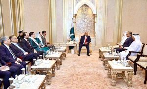 President Asif Ali Zardari in a meeting with H.E. Sheikh Nahyan bin Mubarak Al Nahyan, UAE Minister of Tolerance and Coexistence, accompanied by First Lady Bibi Aseefa Bhutto Zardari, PPP Chairman Bilawal Bhutto Zardari, and Federal Minister for Interior and Narcotics Control, Mohsin Naqvi.