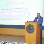 Sindh Higher Education Commission chairman Dr SM Tariq Rafi addressing to International Conference at Ziauddin University