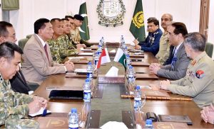 Lt. Gen. (Retd) Sjafrie Sjamsoeddin, Minister of Defence Indonesia along with his delegation held a meeting with Federal Minister for Defence Production, Muhammad Raza Hayat Harraj, Secretary Defence Production, Lt. Gen. (Retd) Muhammad Chiragh Haider and high officials of MoDP.