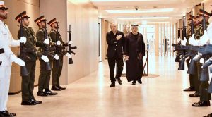 President Asif Ali Zardari is seen off by His Excellency Abdul Rahman bin Mohamed Al Owais, Cabinet Member and Minister for Federal National Council Affairs of UAE, at the airport.