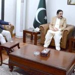 Deputy Chairman Senate, Syedaal Khan, meets Director General of the Pakistan Civil Aviation Authority (PCAA), Mr. Nadir Shafi Dar, at Parliament House