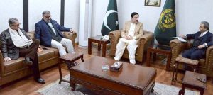 Deputy Chairman Senate, Syedaal Khan, meets Director General of the Pakistan Civil Aviation Authority (PCAA), Mr. Nadir Shafi Dar, at Parliament House