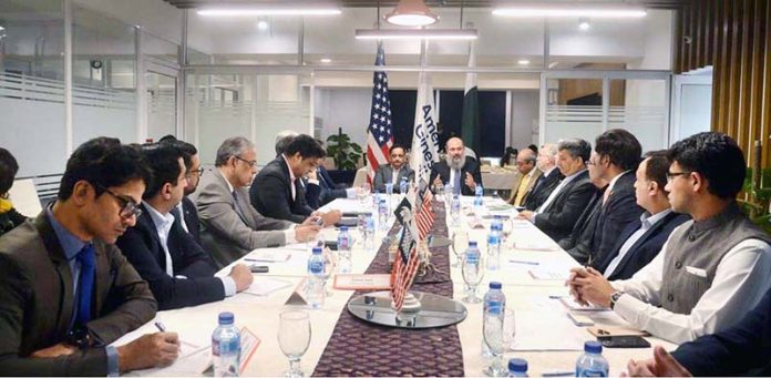 Federal Minister for Commerce, Jam Kamal Khan holding a meeting with the American Business Council to discuss Pakistan’s economic recovery, reforms, and strengthened public–private sector engagement