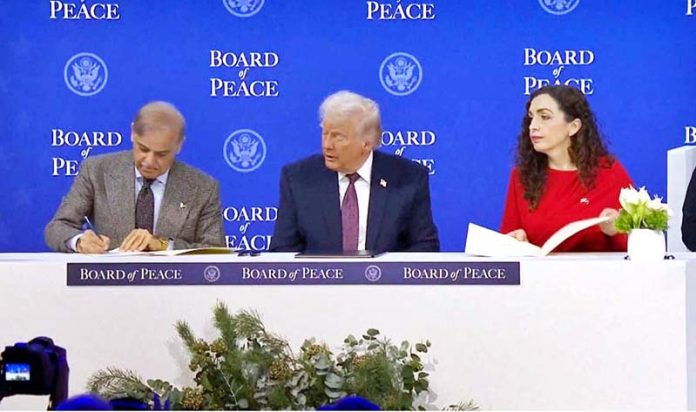 Prime Minister Muhammad Shehbaz Sharif signs charter of Board of Peace on the sidelines of 56th Annual meeting of the World Economic Forum
