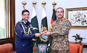 Air Chief Marshal Hasan Mahmood Khan, Chief of Air Staff, Bangladesh Air Force, calls on Field Marshal Syed Asim Munir, NI (M), HJ, COAS & CDF, at General Headquarters (GHQ)