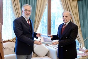 Chairman of the National Accountability Bureau, Lt. General (R) Nazir Ahmed calls on Prime Minister Muhammad Shehbaz Sharif.