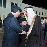 President Asif Ali Zardari being seen off by Dr. Abdullatif bin Rashid Al Zayani, Minister of Foreign Affairs of the Kingdom of Bahrain, at the airport