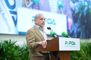 Prime Minister Muhammad Shehbaz Sharif addressing the Launching Ceremony of PAFDA Laboratories