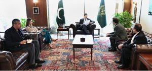 Chairman Senate, Syed Yousuf Raza Gilani in a meeting with the country director of Save the Children Pakistan at Parliament House.