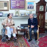 Prime Minister Muhammad Shehbaz Sharif meets with the leader of PML N and senior politician Raja Zafar ul Haq at his residence