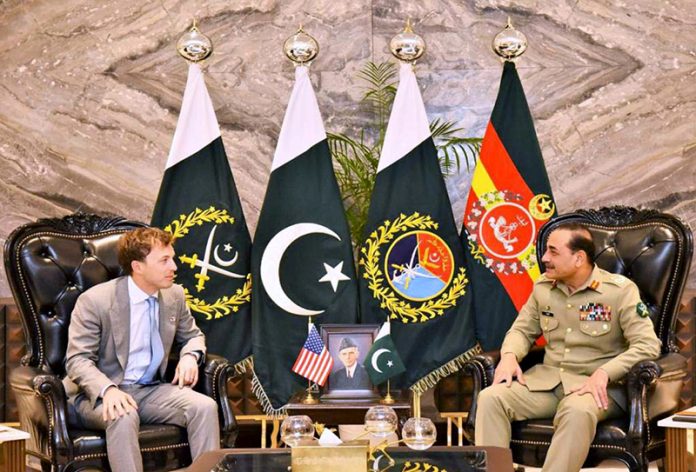 A delegation of World Liberty Financial USA led by Mr. Zachary Witkoff, Chief Executive Officer of a leading global Fintech firm, calls on Field Marshal Syed Asim Munir, NI (M), HJ, COAS & CDF