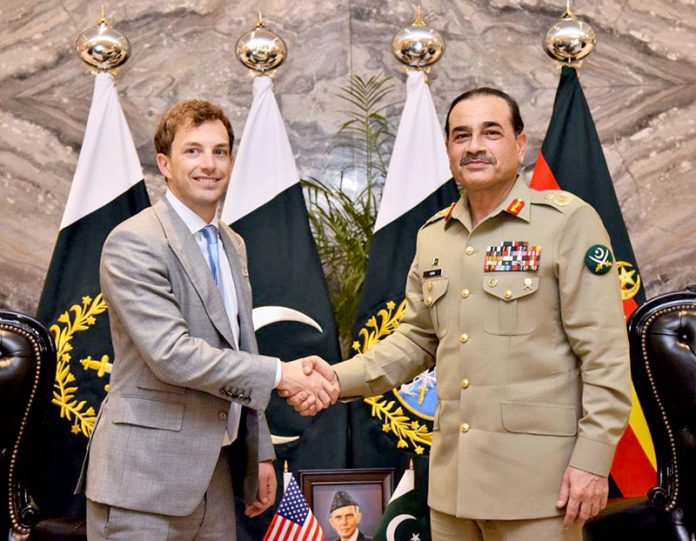A delegation of World Liberty Financial USA led by Mr. Zachary Witkoff, Chief Executive Officer of a leading global Fintech firm, calls on Field Marshal Syed Asim Munir, NI (M), HJ, COAS & CDF